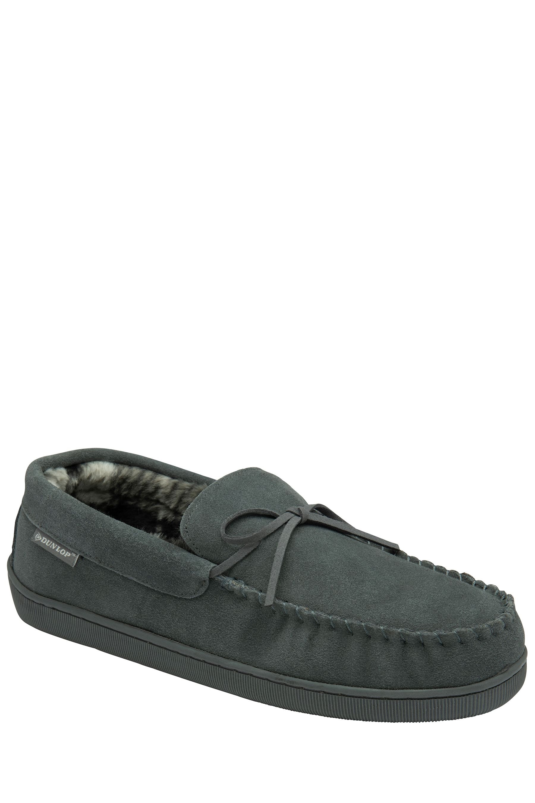 Grey moccasin slippers mens top