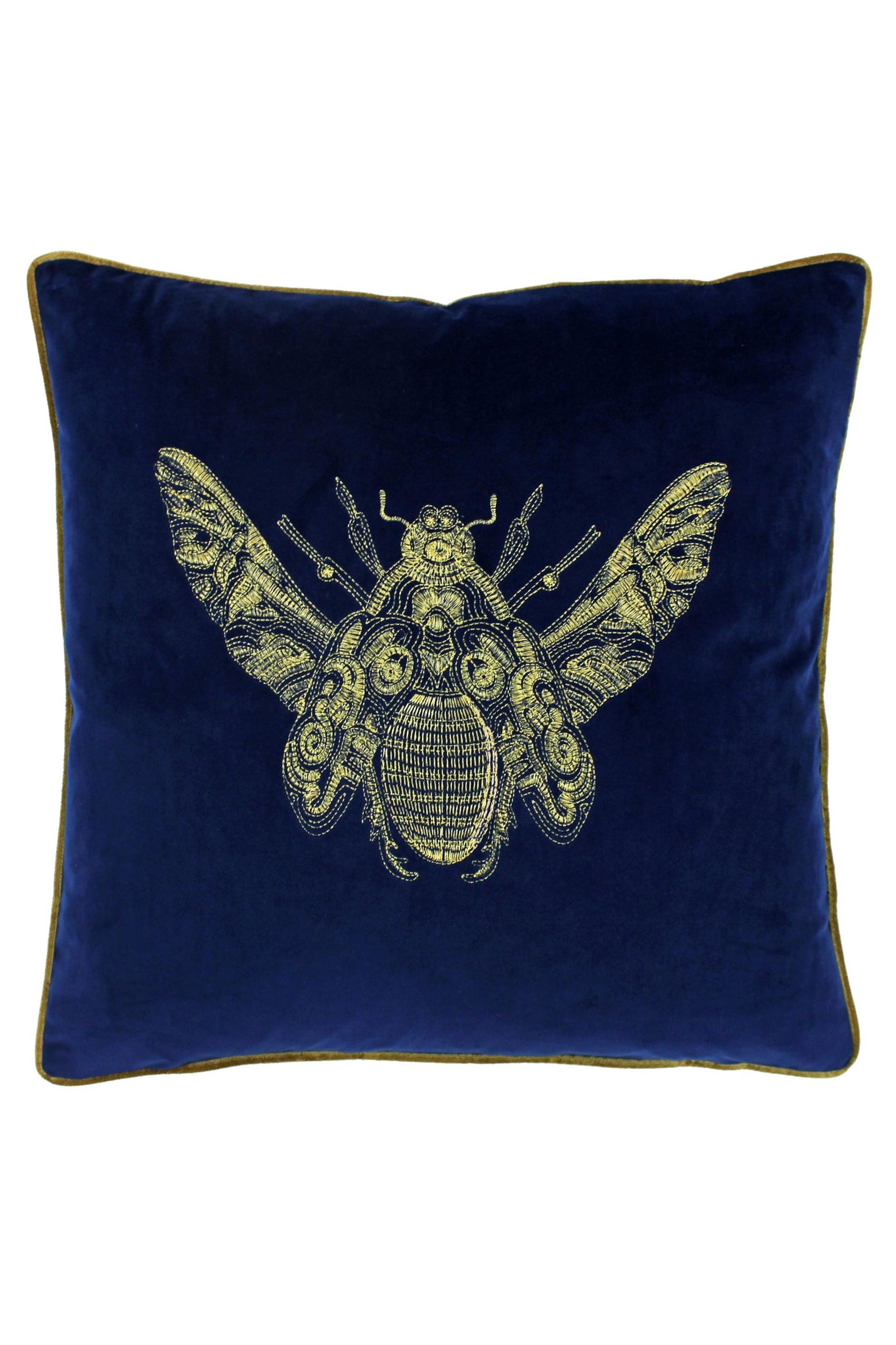 Riva Paoletti Royal Blue Cerana Velvet Polyester Filled Cushion - Image 1 of 2