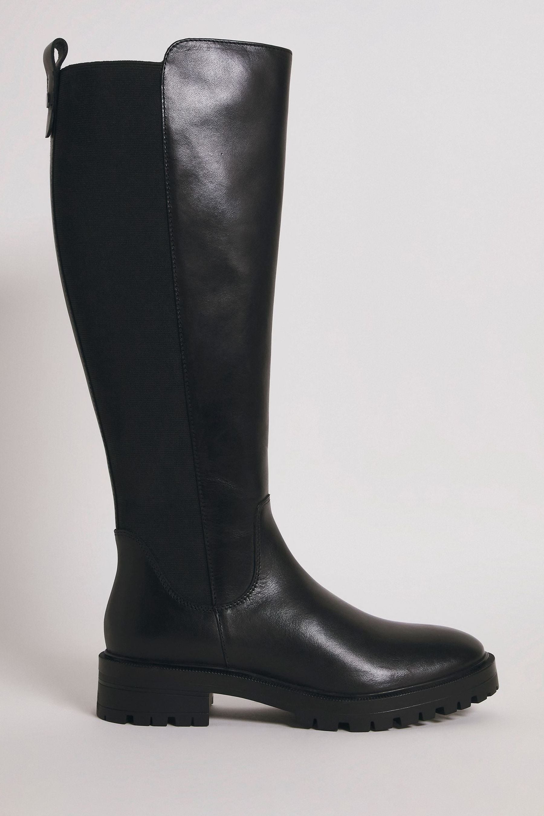 Buy JD Williams Extra Wide Fit Leather High Leg Black Boots with