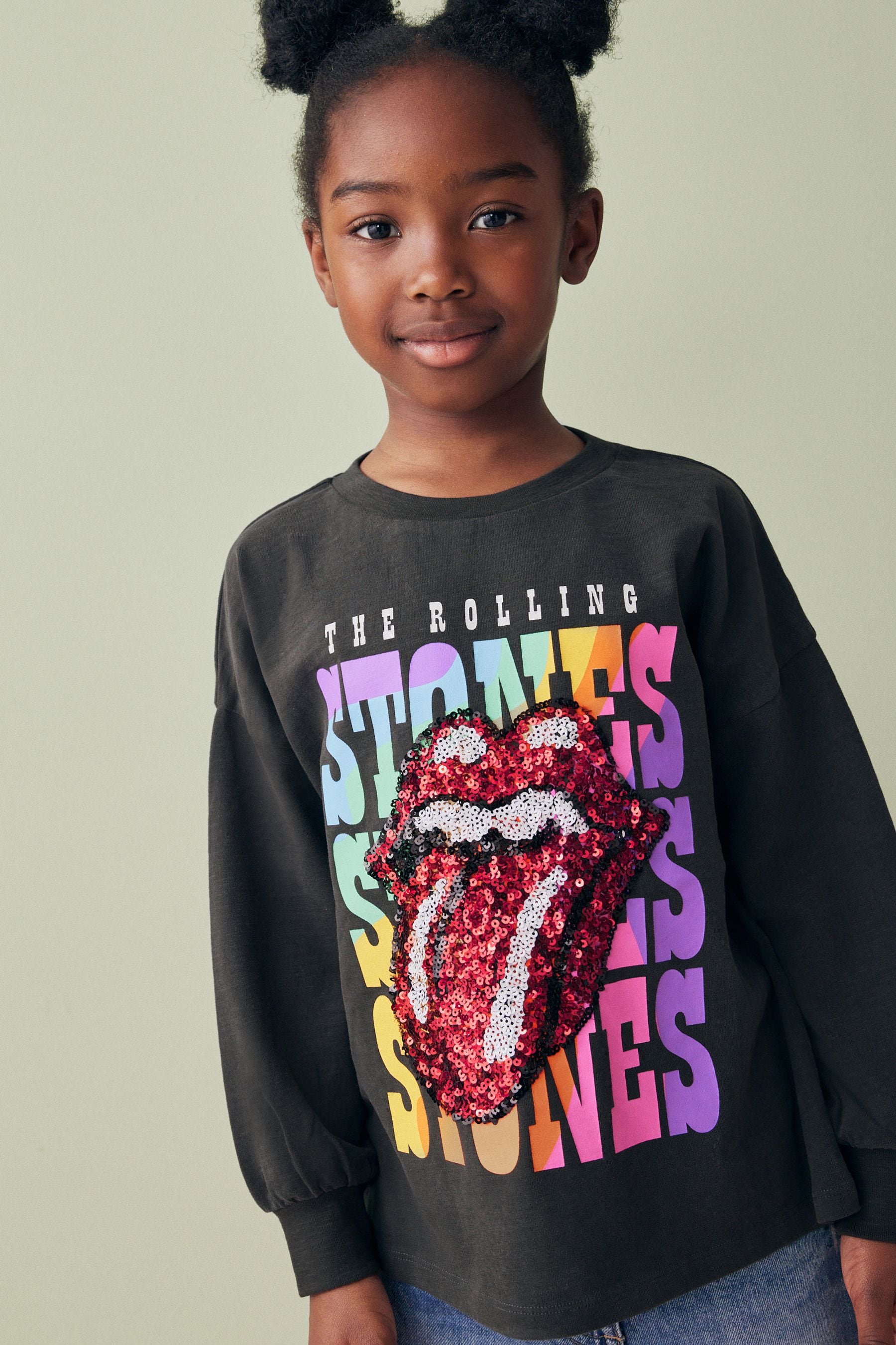 Buy Charcoal Grey Sequin Rainbow Rolling Stones 100 Cotton Long Sleeve T Shirt 3 16yrs from Next Malta