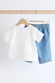 Denim/White 100% Cotton Top and Trousers Baby Set (0mths-2yrs) - Image 6 of 12