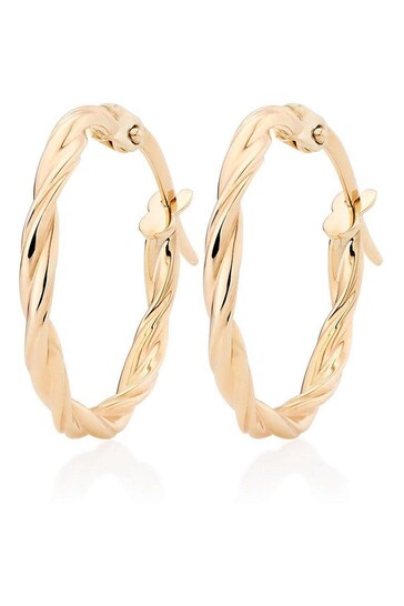 Beaverbrooks 9ct Gold Twist Hoop Earrings
