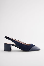 Navy Forever Comfort® Square Toe Sling Back Block Heels - Image 2 of 6