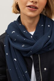 Navy Foil Moon and Star Plisse Midweight Scarf - Image 3 of 6