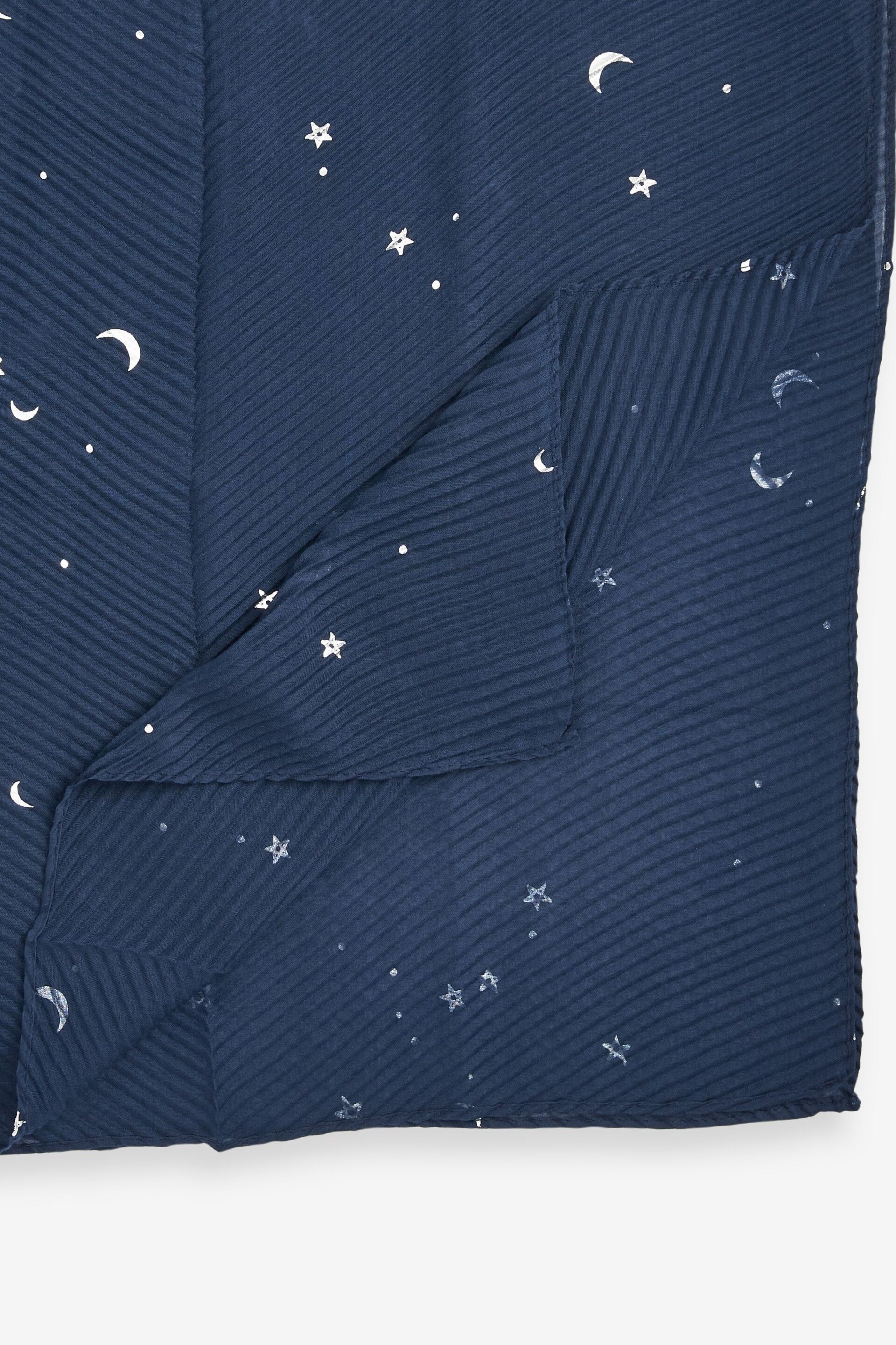 Navy Foil Moon and Star Plisse Midweight Scarf - Image 5 of 6