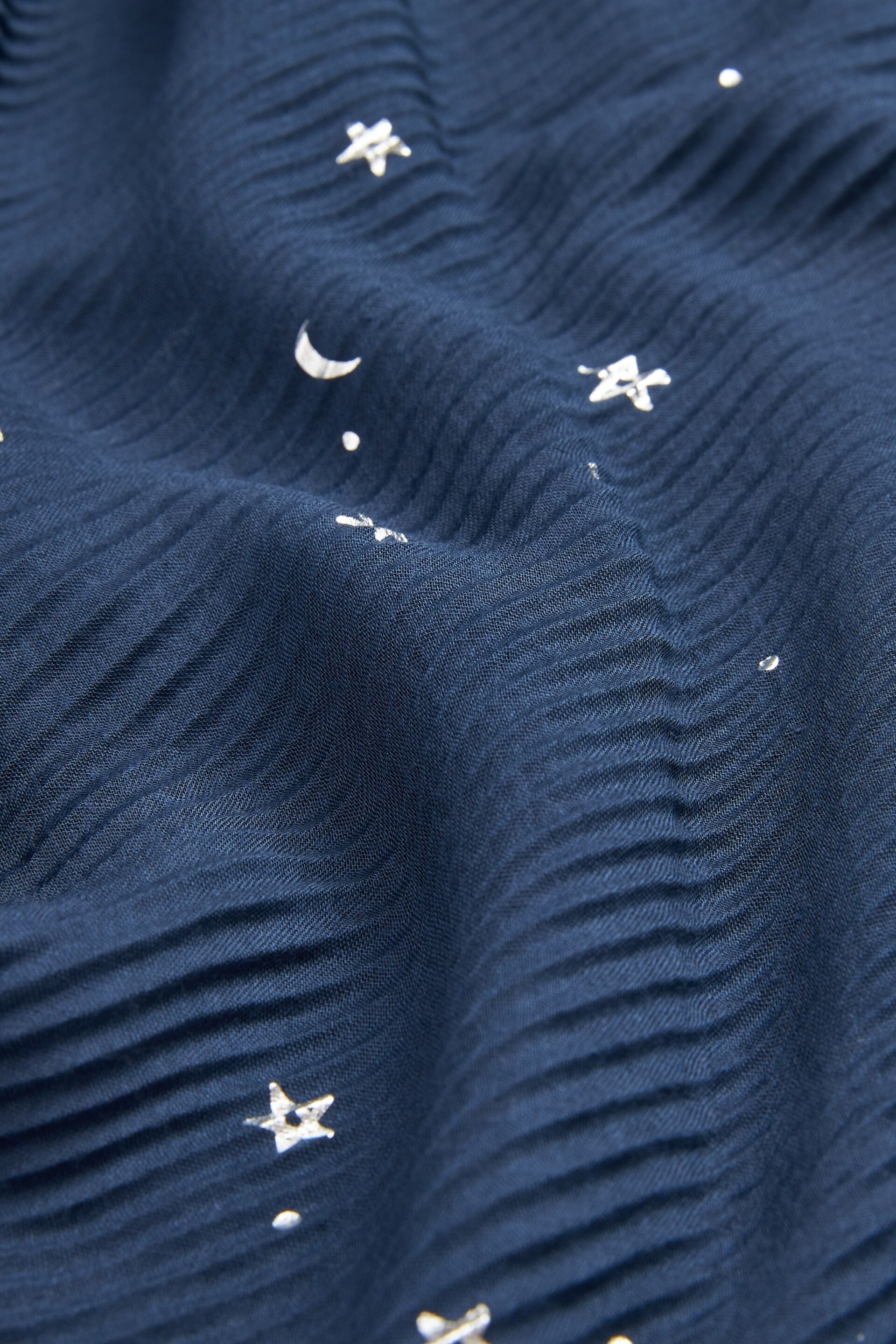 Navy Foil Moon and Star Plisse Midweight Scarf - Image 6 of 6