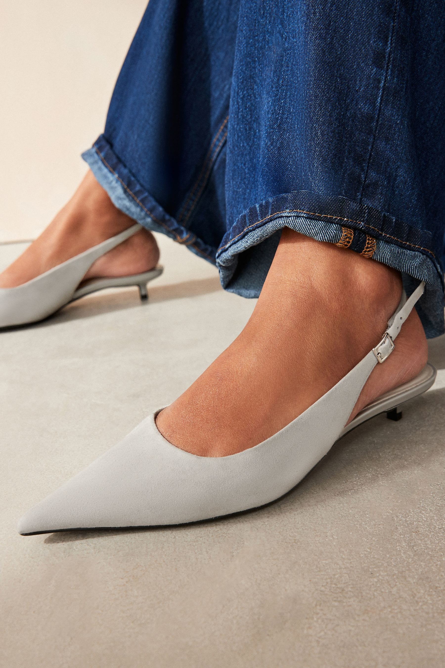 Buy Grey Forever Comfort Low Kitten Slingback Point Heel Shoes from the Next UK online shop