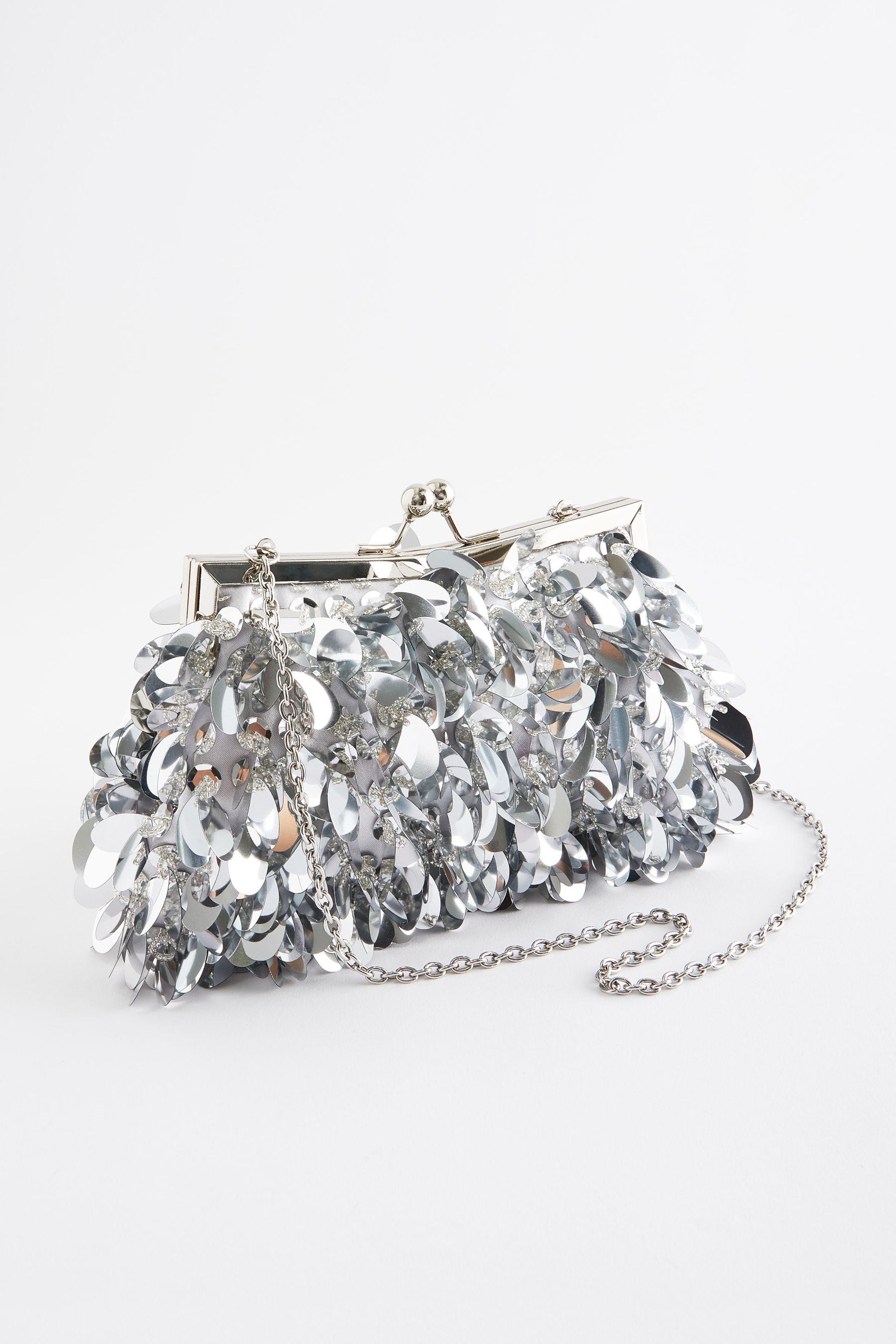 Silver sequin clutch on sale