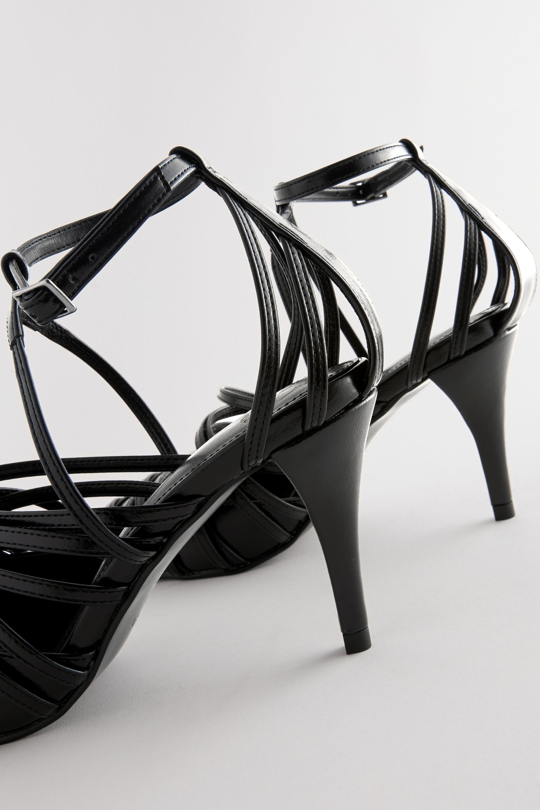 High black strappy heels top