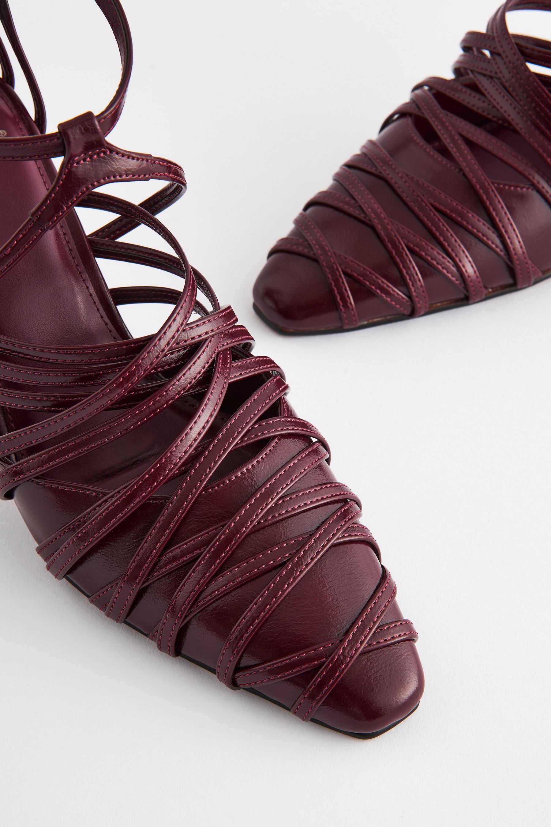 Burgundy caged heels best sale