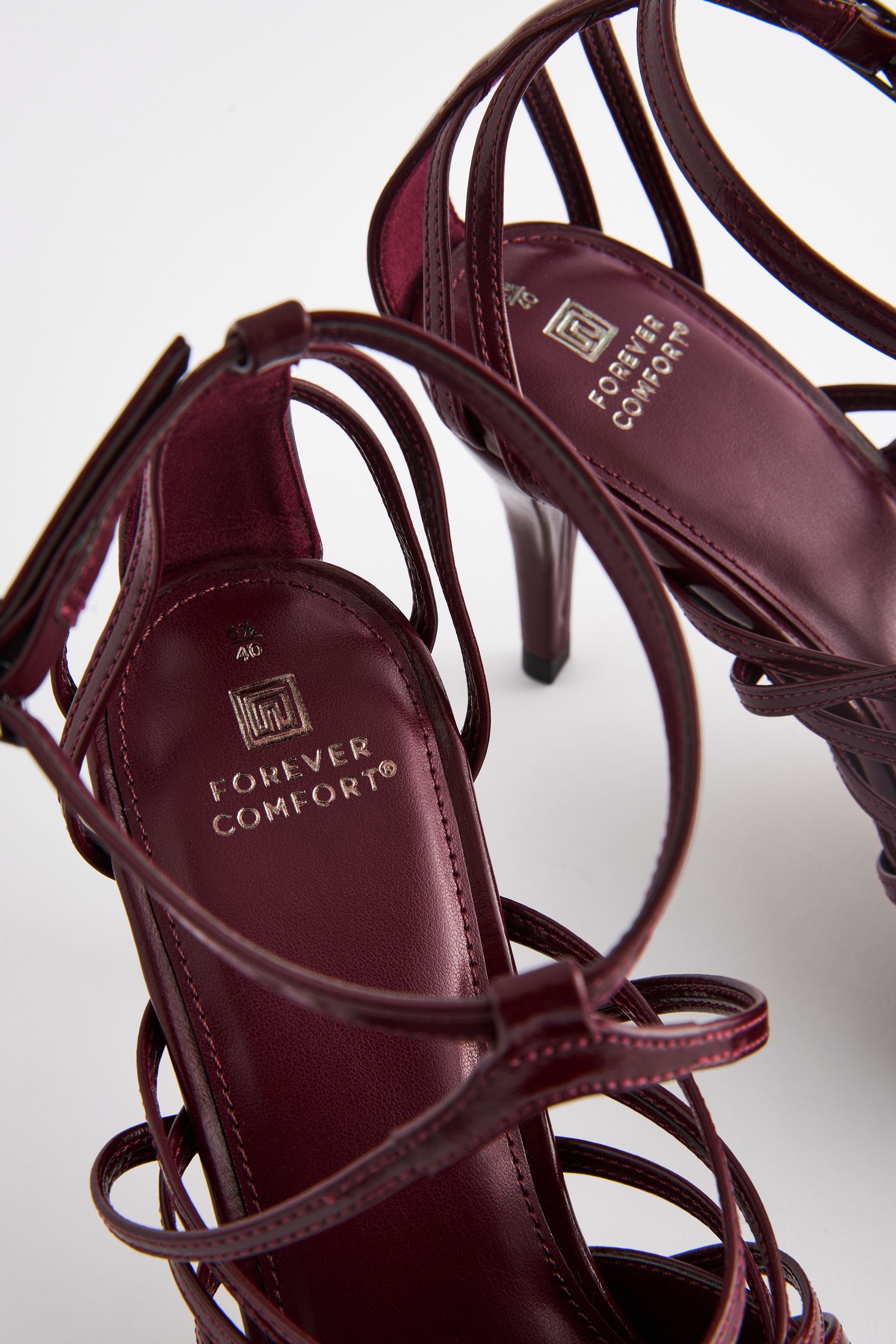 Buy Burgundy Forever Comfort Cage Closed Point Toe Strappy Heels from the Next UK online shop