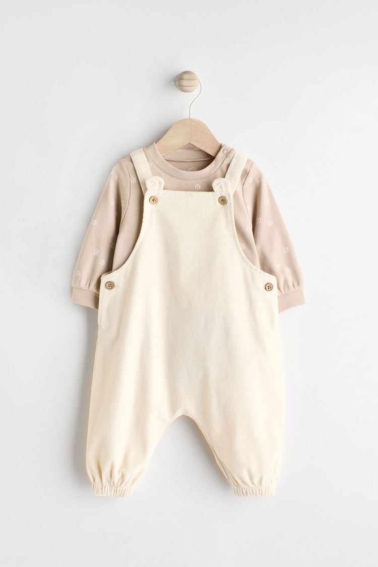 Cream Woven Baby Dungarees and Bodysuit Set (0mths-2yrs) - Image 1 of 8