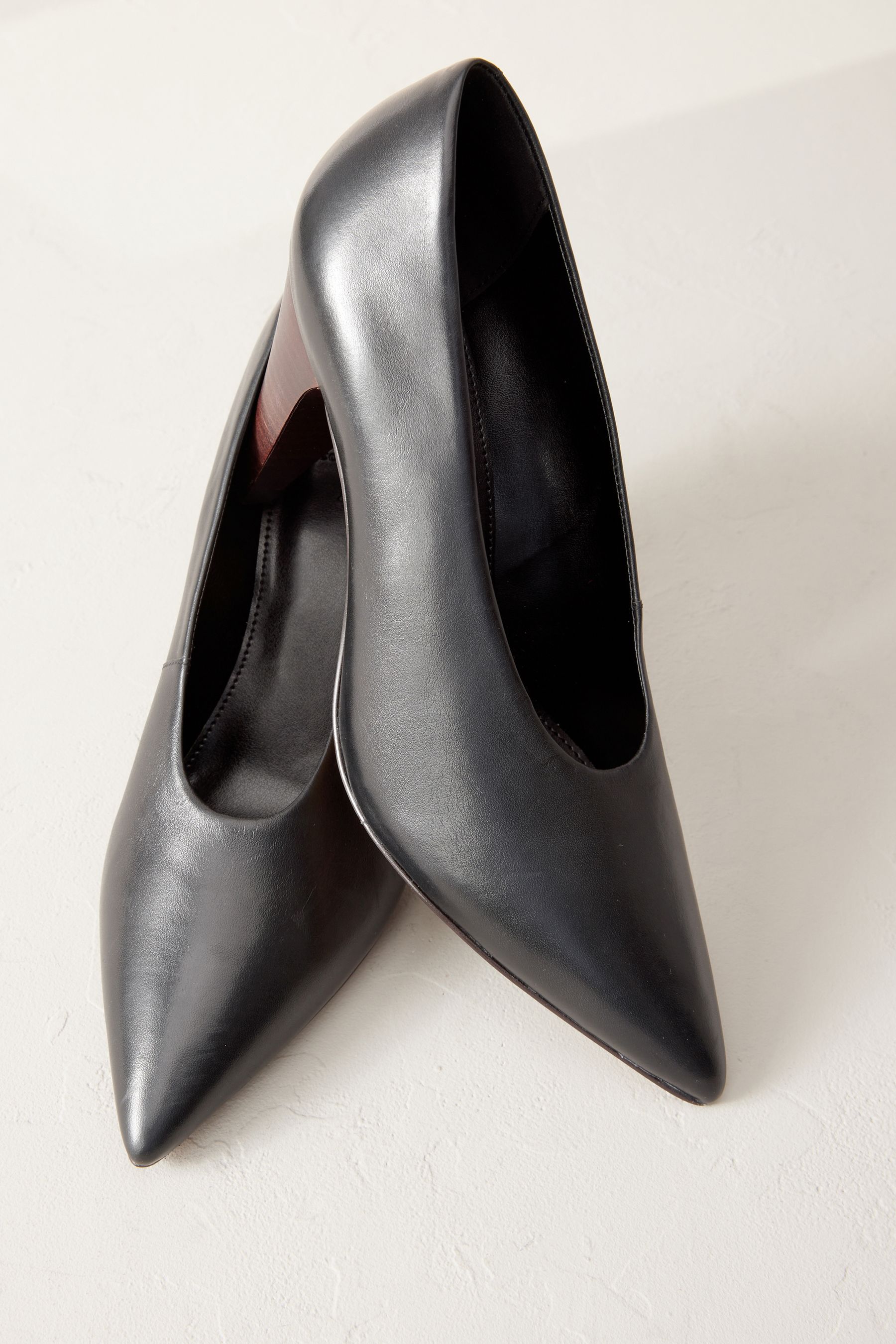 Buy Black Signature Leather Cone Heel Court Shoes from the Next UK online shop