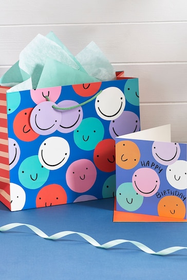 Blue Faces Gift Bag and Card Set