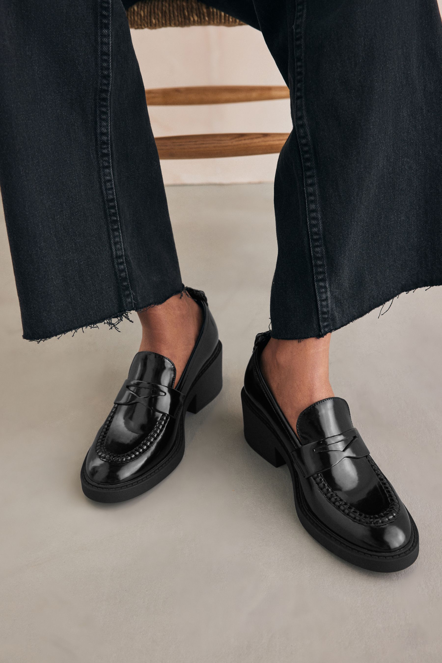Buy Black Forever Comfort Patent Heeled Loafers from Next Austria