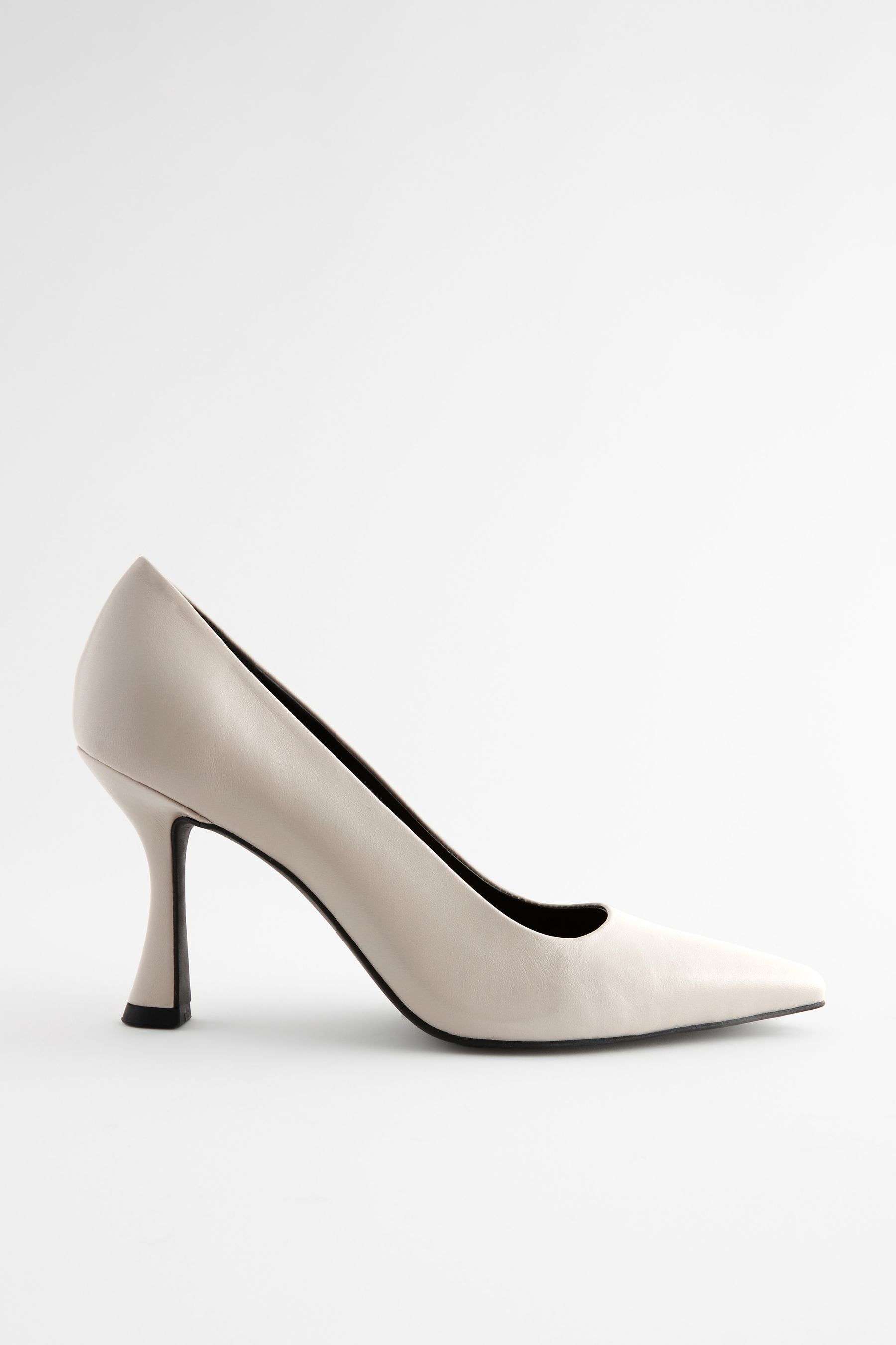 NEXT Bone White Forever Comfort Leather Chisel Toe Heel Court Shoes 7 EU 41 W Womens