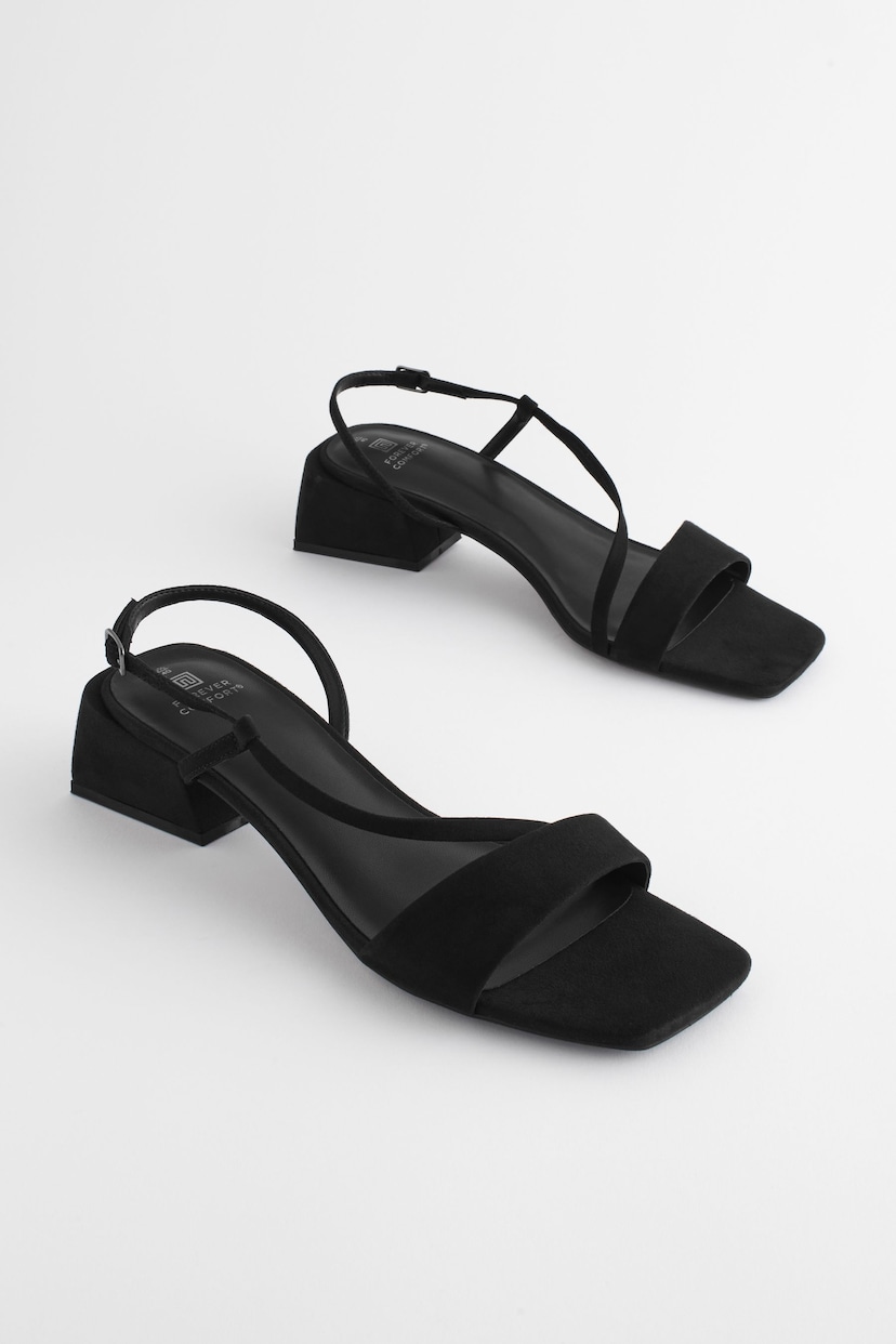 Black Forever Comfort® Flare Block Sandals - Image 1 of 8
