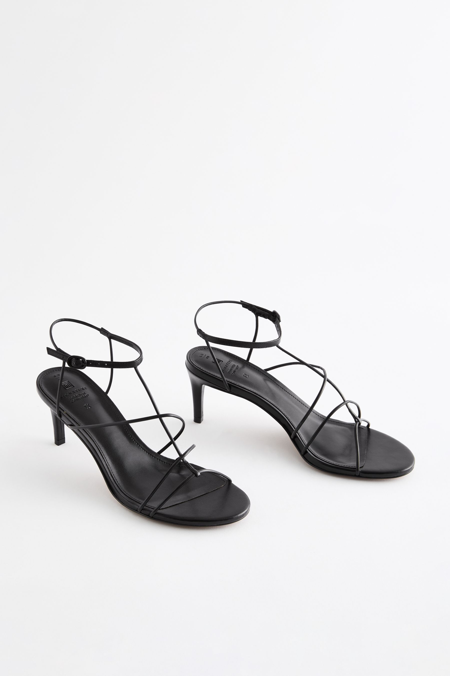Black leather high heel sandals shop