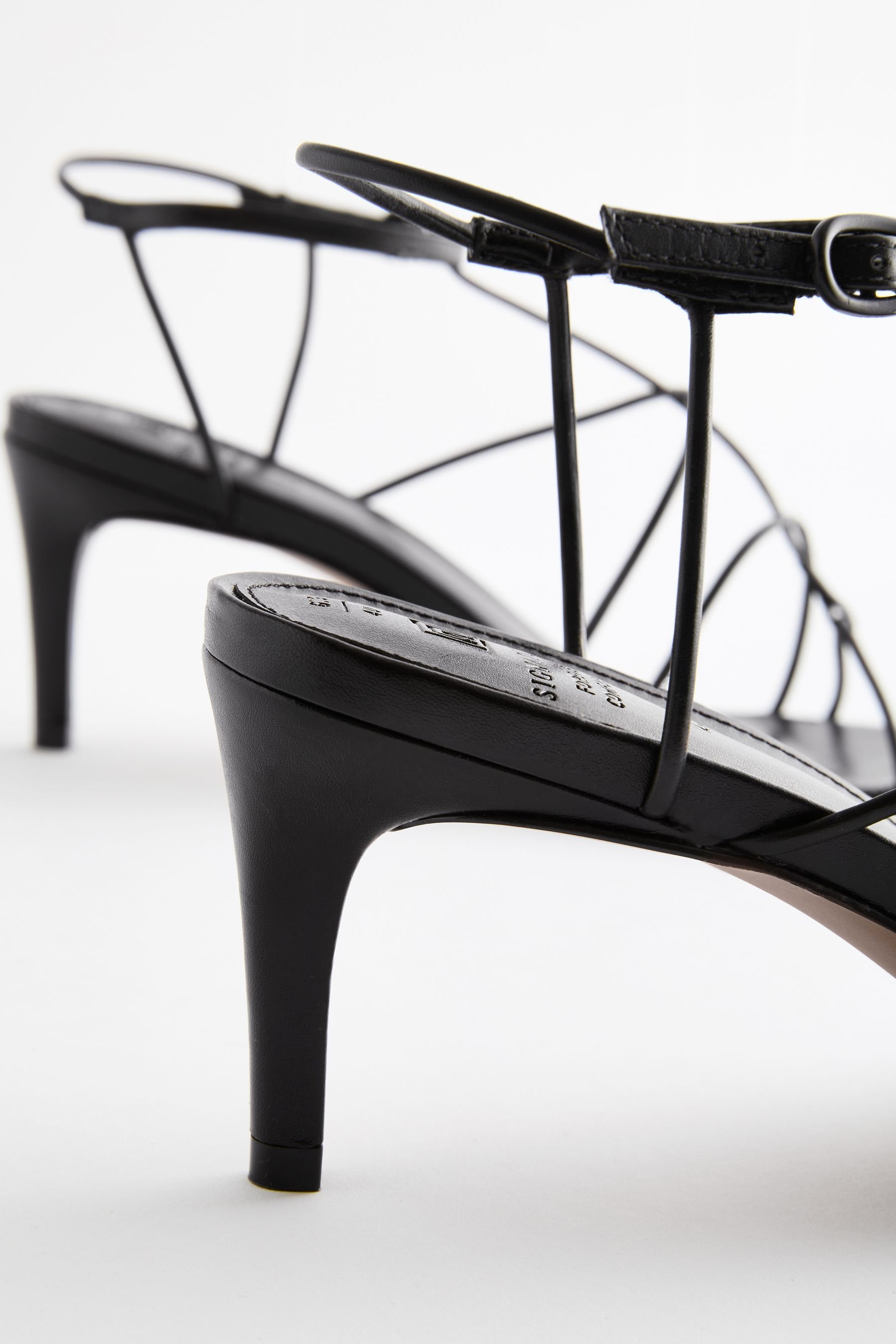 Buy Black Premium Leather Strappy High Heel Sandals from Next USA