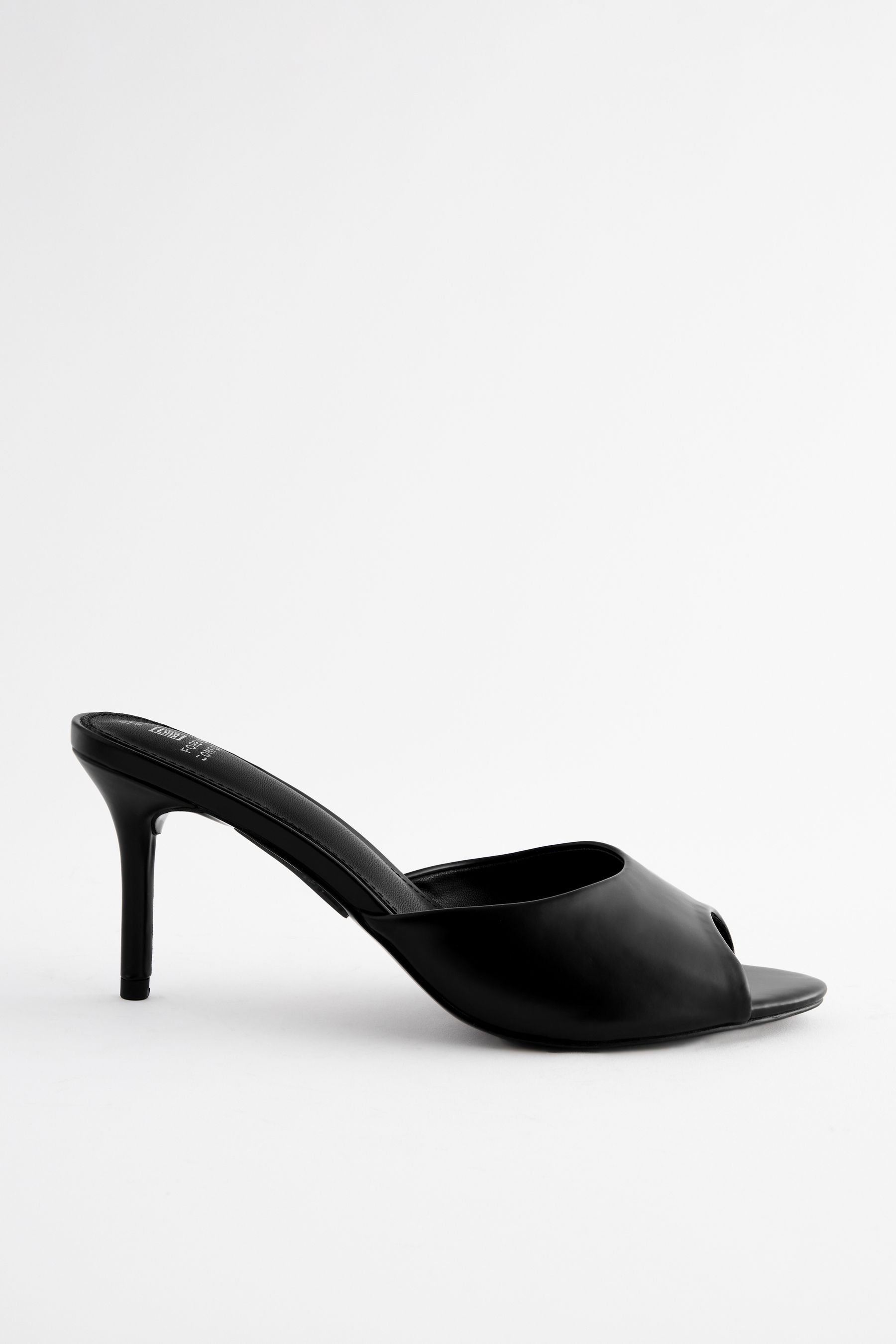 Black peep toe mule heels deals
