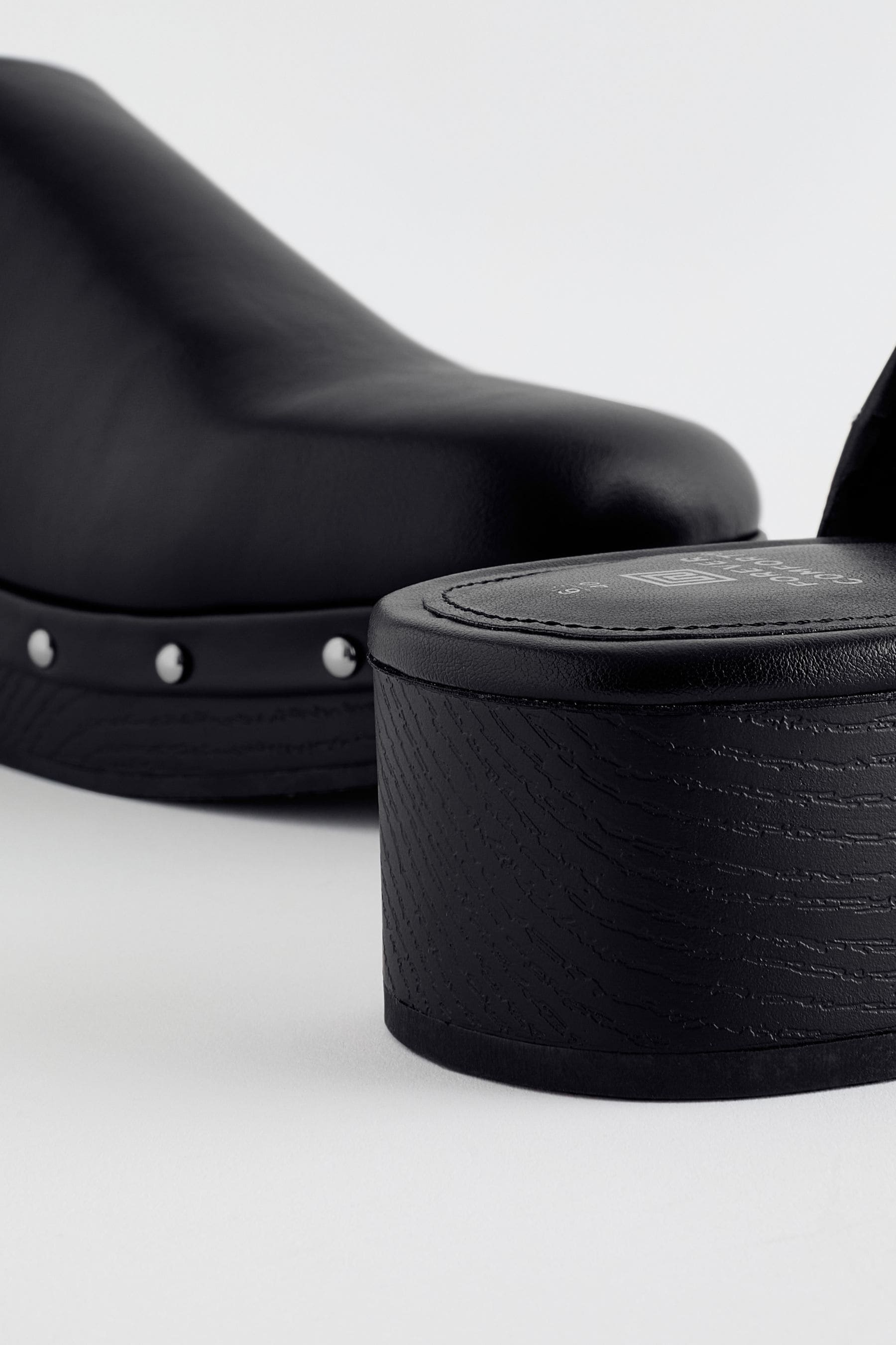 Buy Black Forever Comfort Stud Close Toe Clog Heels from the Next UK online shop