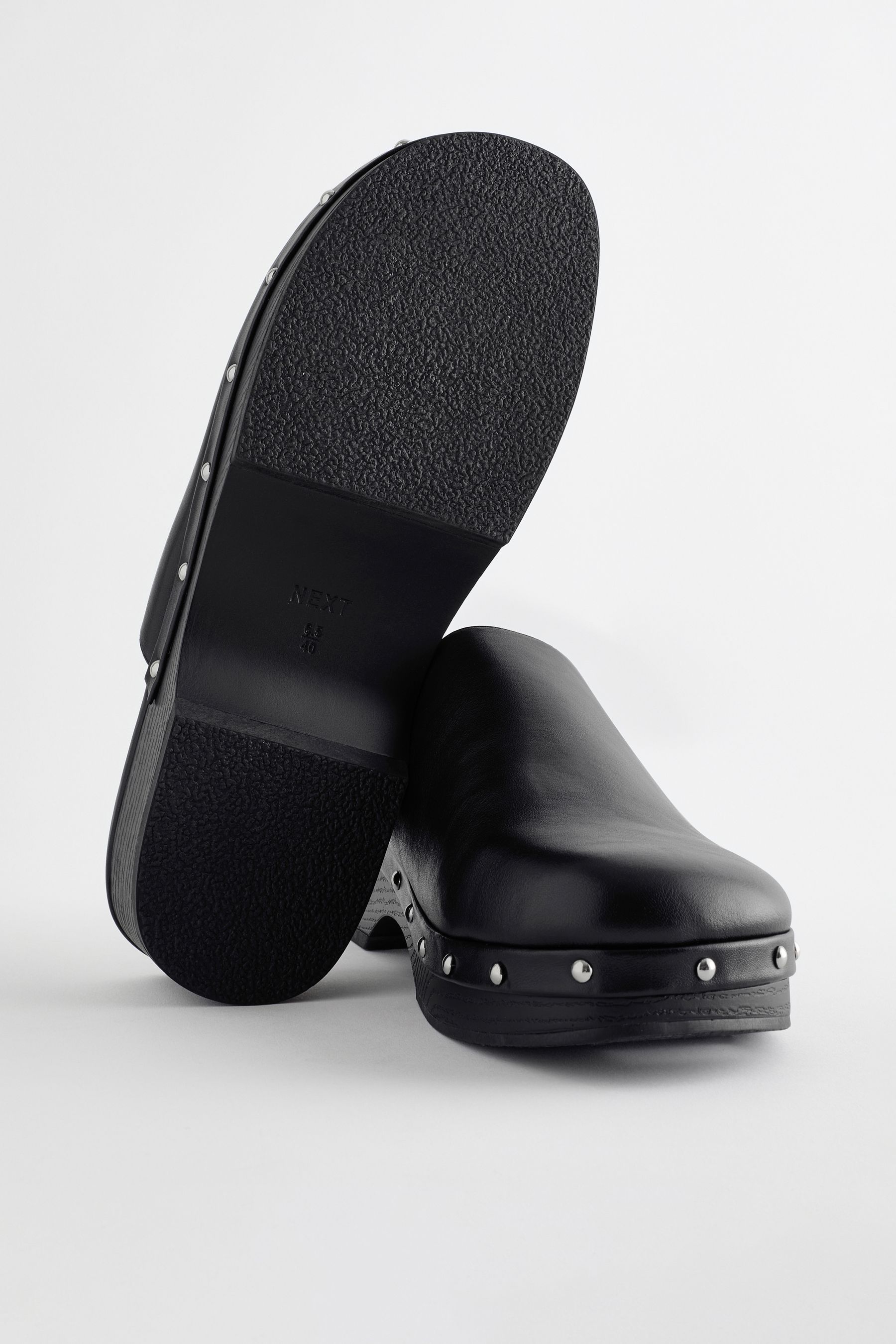 Black Forever Comfort Stud Close Toe Clog Heels