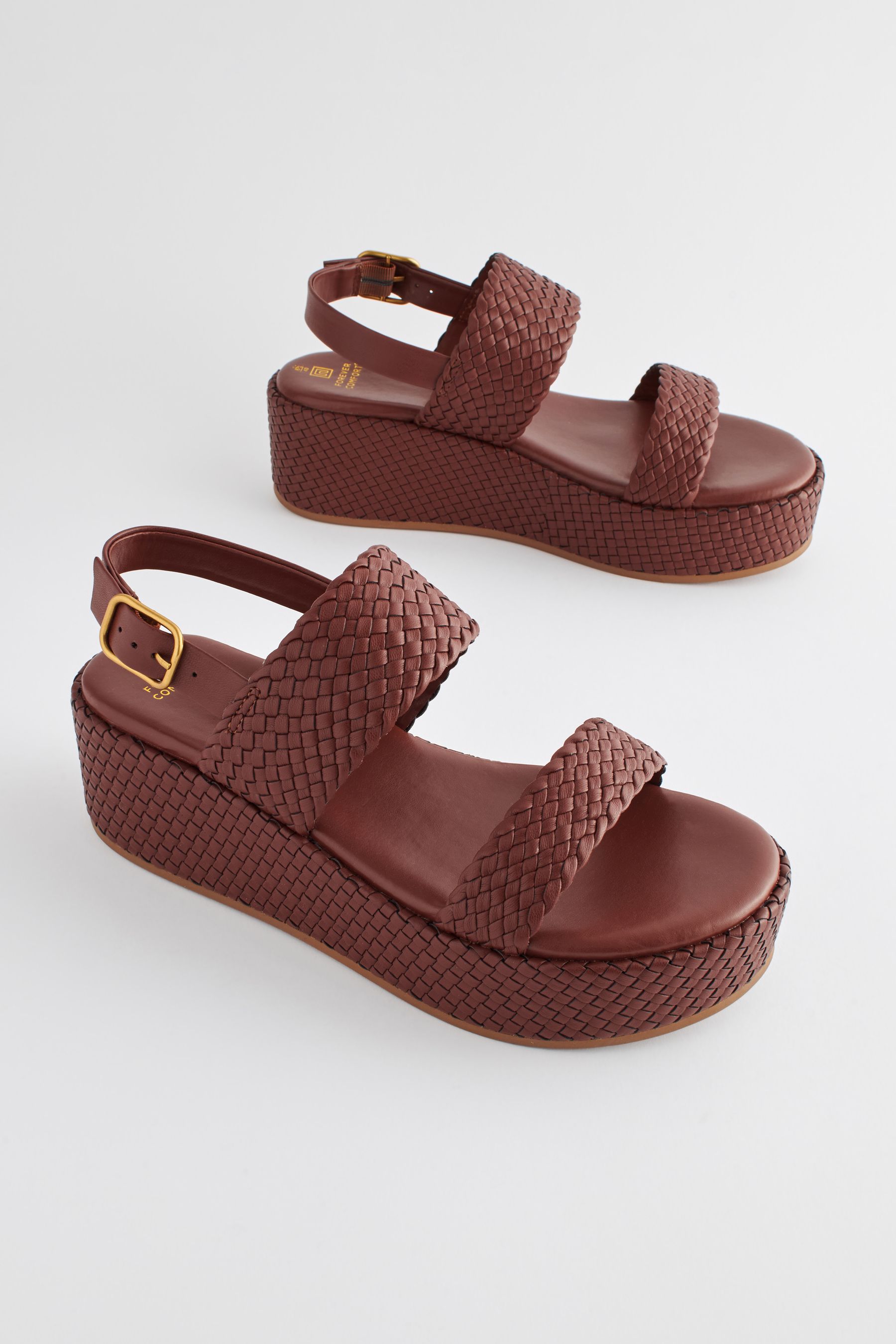 Buy Tan Brown Forever Comfort Weave Flatform Sandals from Next Luxembourg