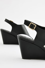 Black Signature Leather Toe Post Wedges - Image 3 of 5