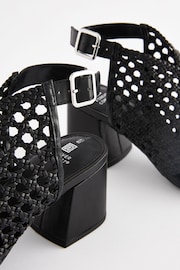 Black Forever Comfort Weave Block Shoeboot Sandals - Image 4 of 6