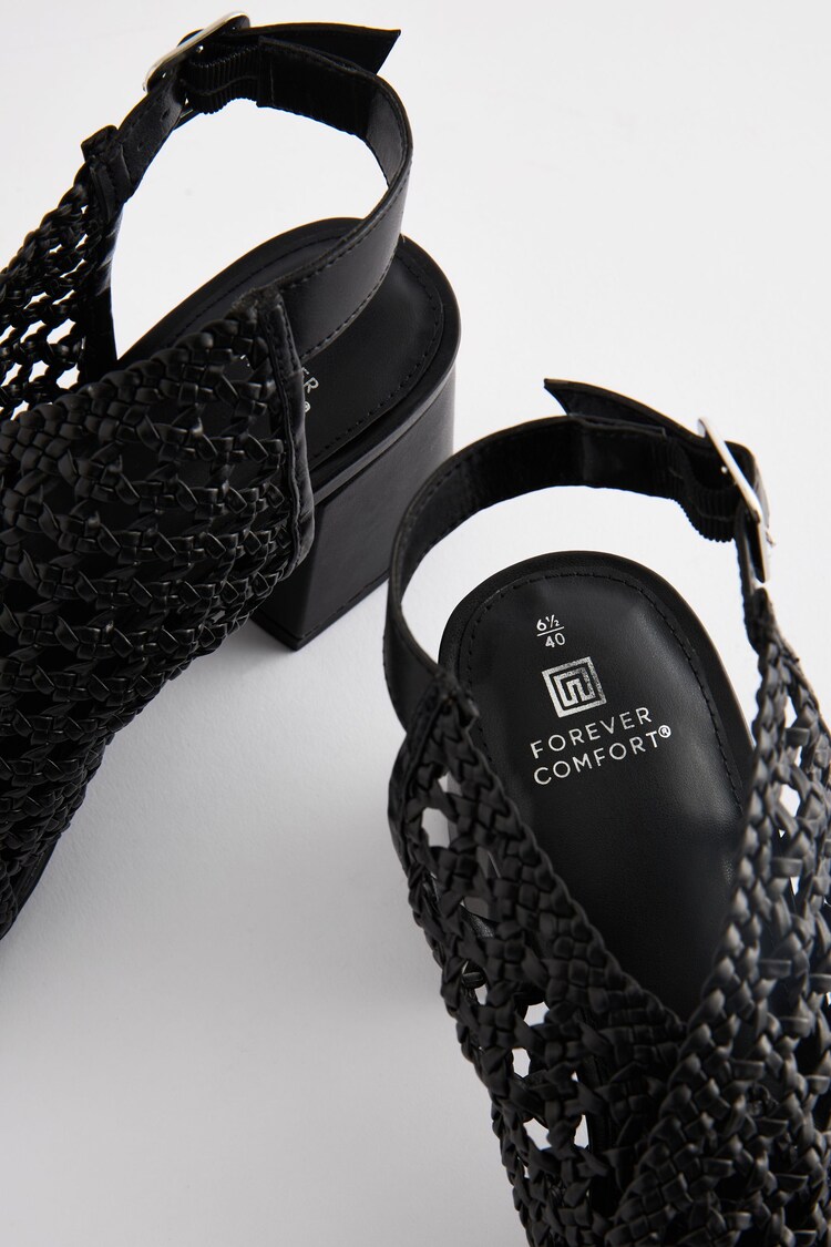 Black Forever Comfort Weave Block Shoeboot Sandals - Image 6 of 6