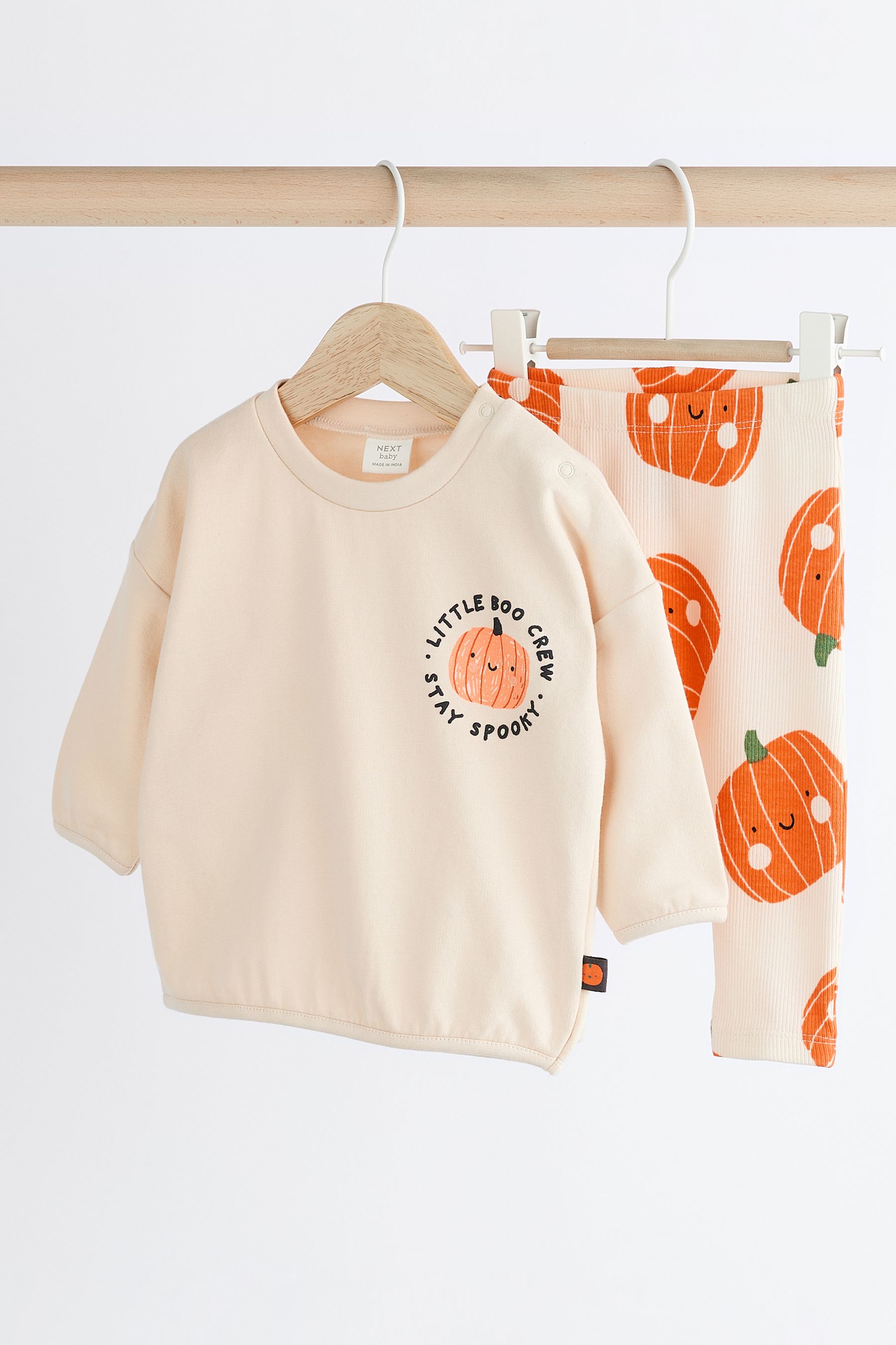 Buy Neutral Pumpkin Cosy Baby 100 Cotton Sweatshirt and Leggings Set 0mths 2yrs from the Next UK online shop