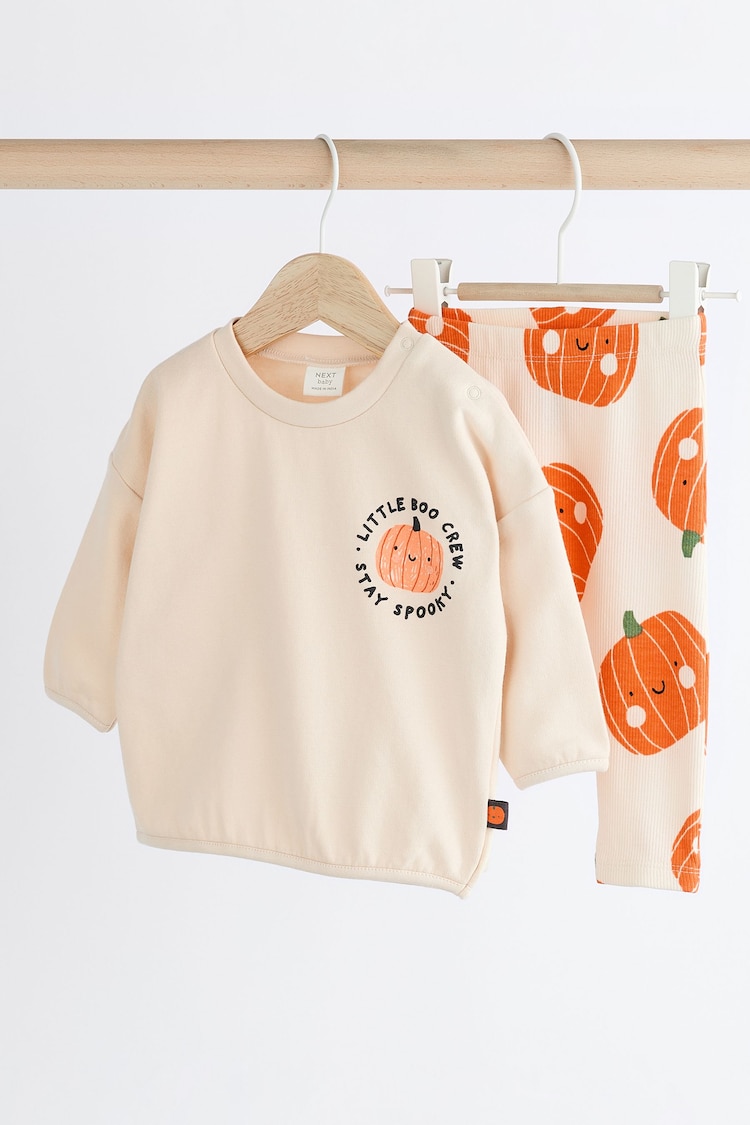 Neutral Pumpkin Cosy Baby Sweat Top and Leggings Set (0mths-2yrs) - Image 1 of 11