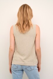 Cream Sillar Knitted V-Neck 100% Cotton Vest - Image 2 of 6