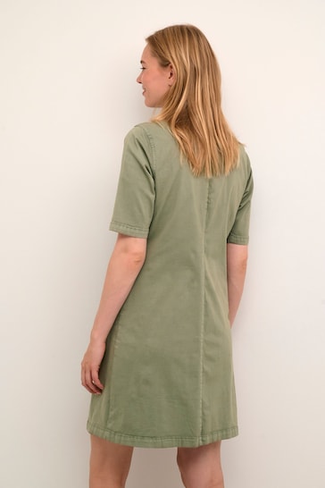 Cream Green Ann Short Sleeve Shirt Dress