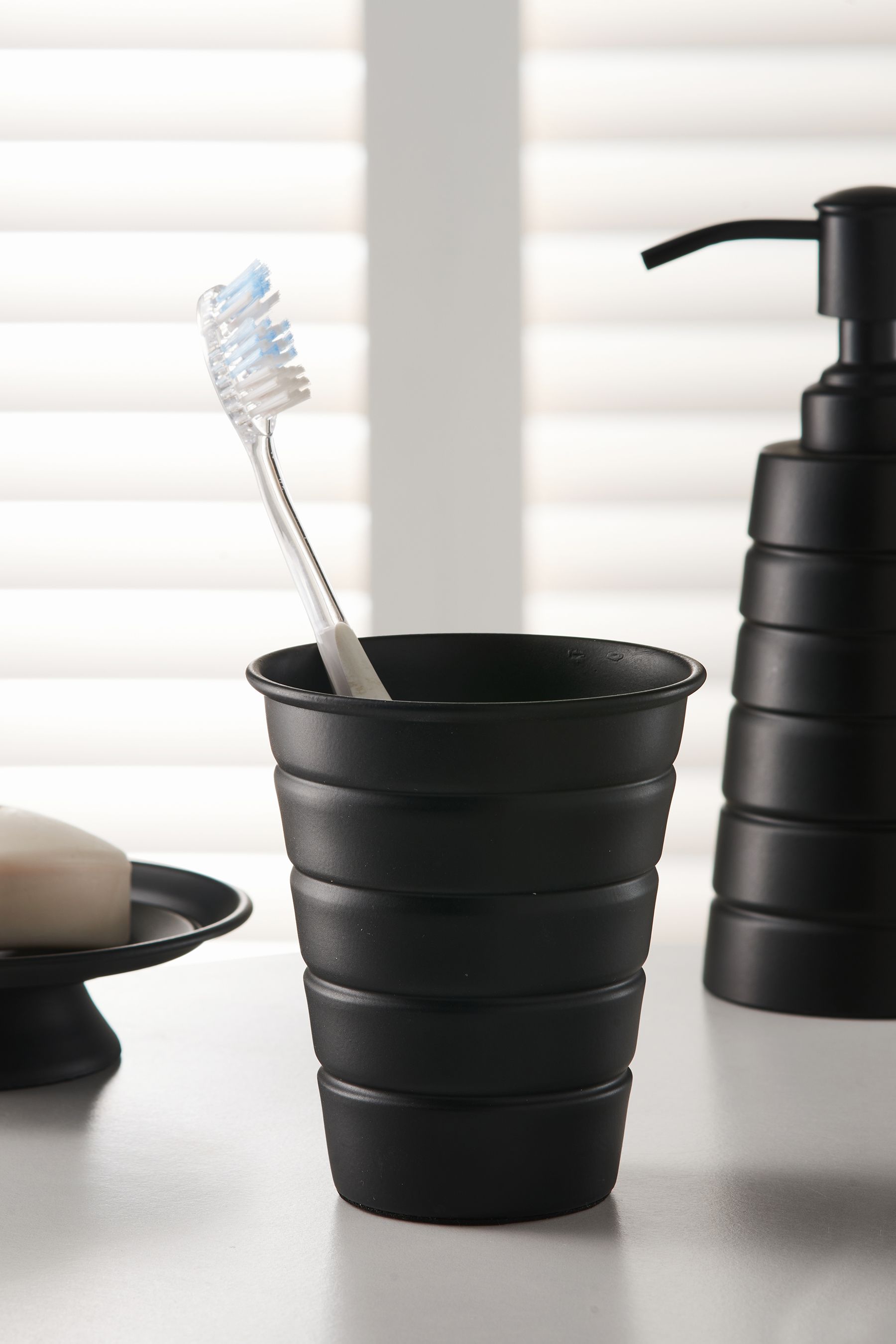 Black bathroom sale soap dispenser