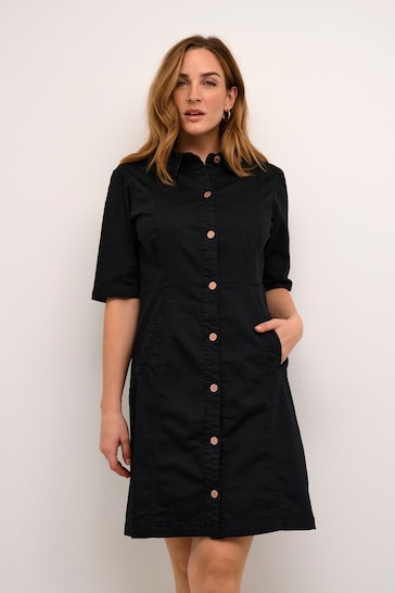 Cream Ann Short Sleeve Shirt Black Dress