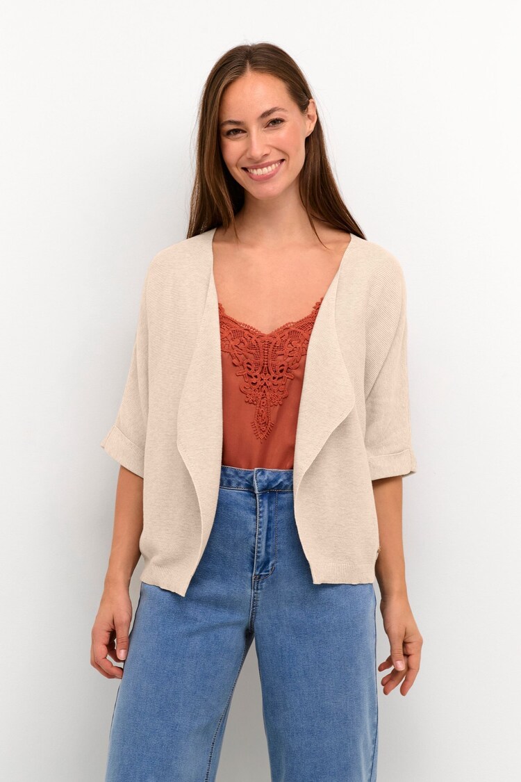 Cream Sillar 100% Cotton Knitted Cream Cardigan - Image 1 of 6