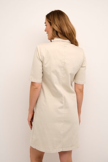 Cream Ann Short Sleeve Brown Shirt Dress