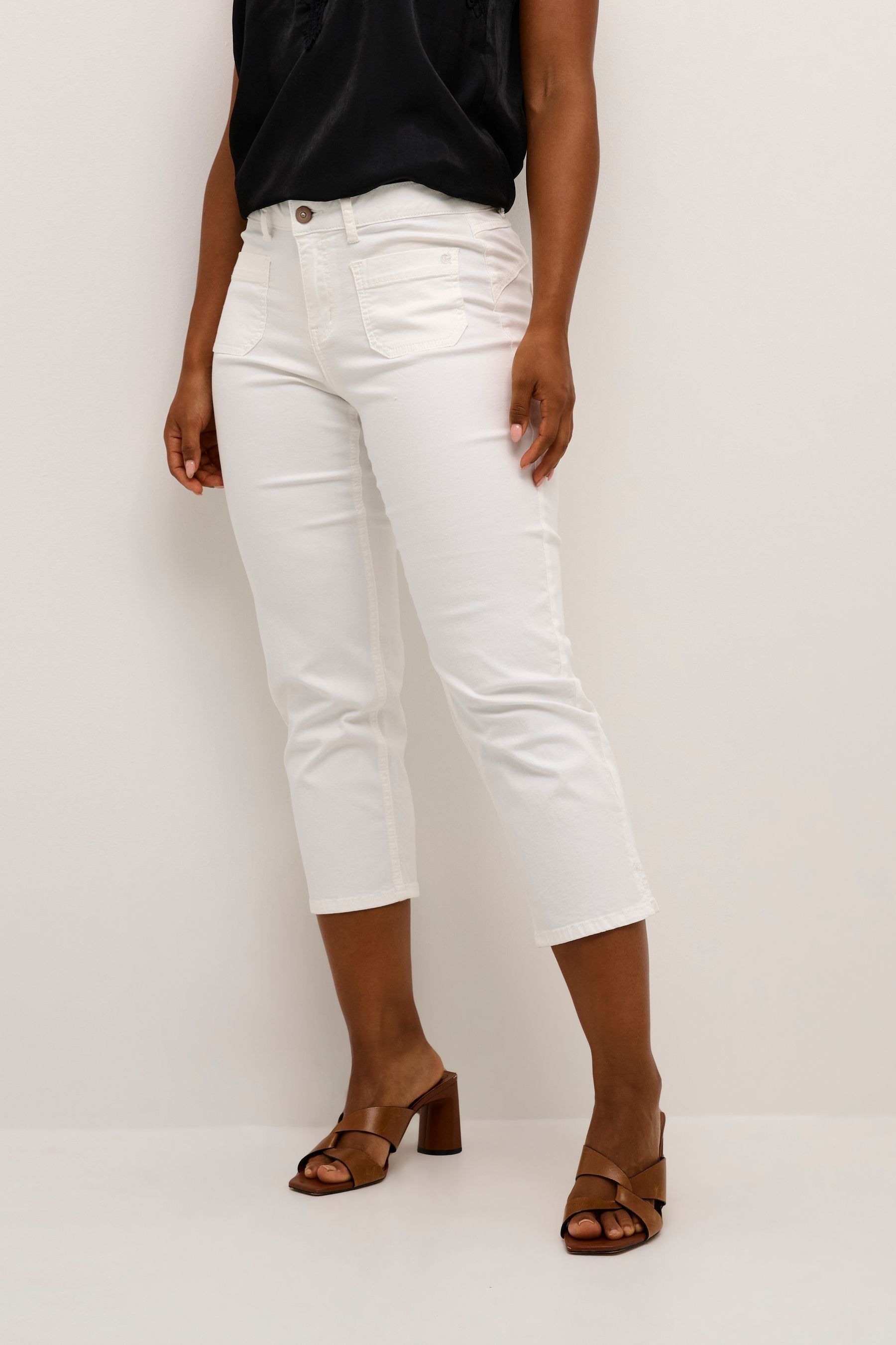 Buy Cream Ann Slim Fit Twill White Capri Trousers from the Next UK online shop