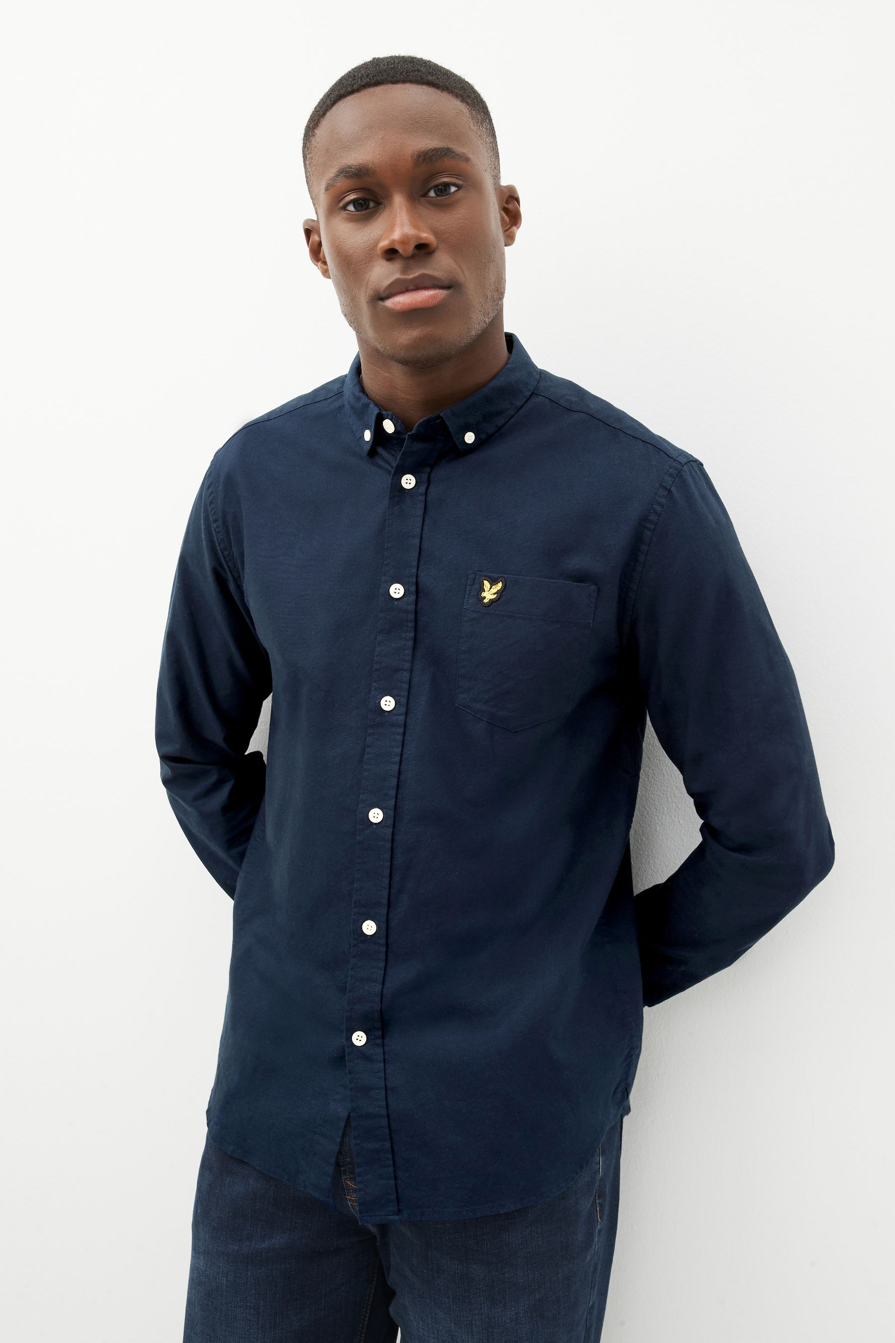 Buy Lyle Scott Navy 100 Cotton Oxford Shirt from Next Luxembourg