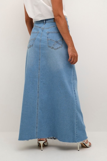 Cream Blue Marie Denim A-Line Maxi Skirt