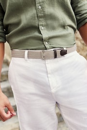 White Linen Cotton Chino Shorts with Belt Included - Image 4 of 7