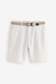 White Linen Cotton Chino Shorts with Belt Included - Image 5 of 7