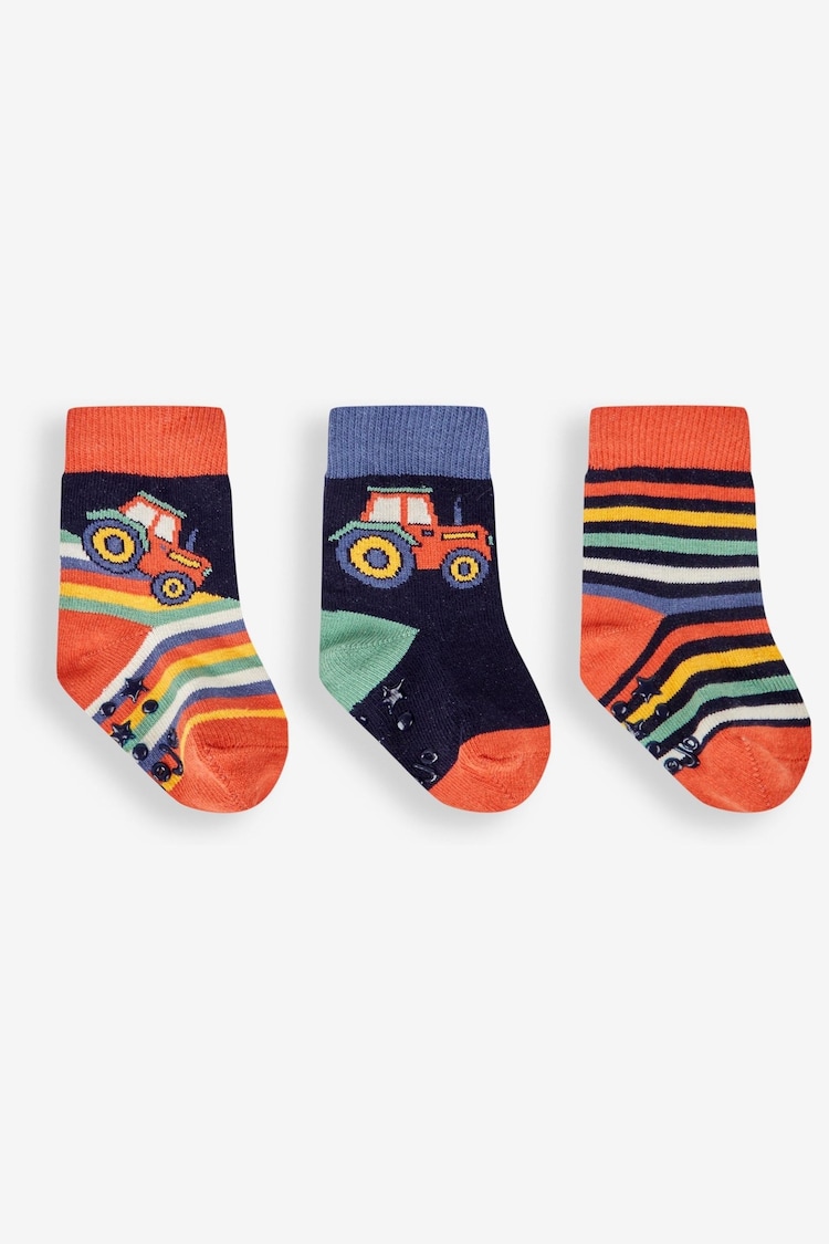 JoJo Maman Bébé Navy 3-Pack Tractor Socks - Image 1 of 1