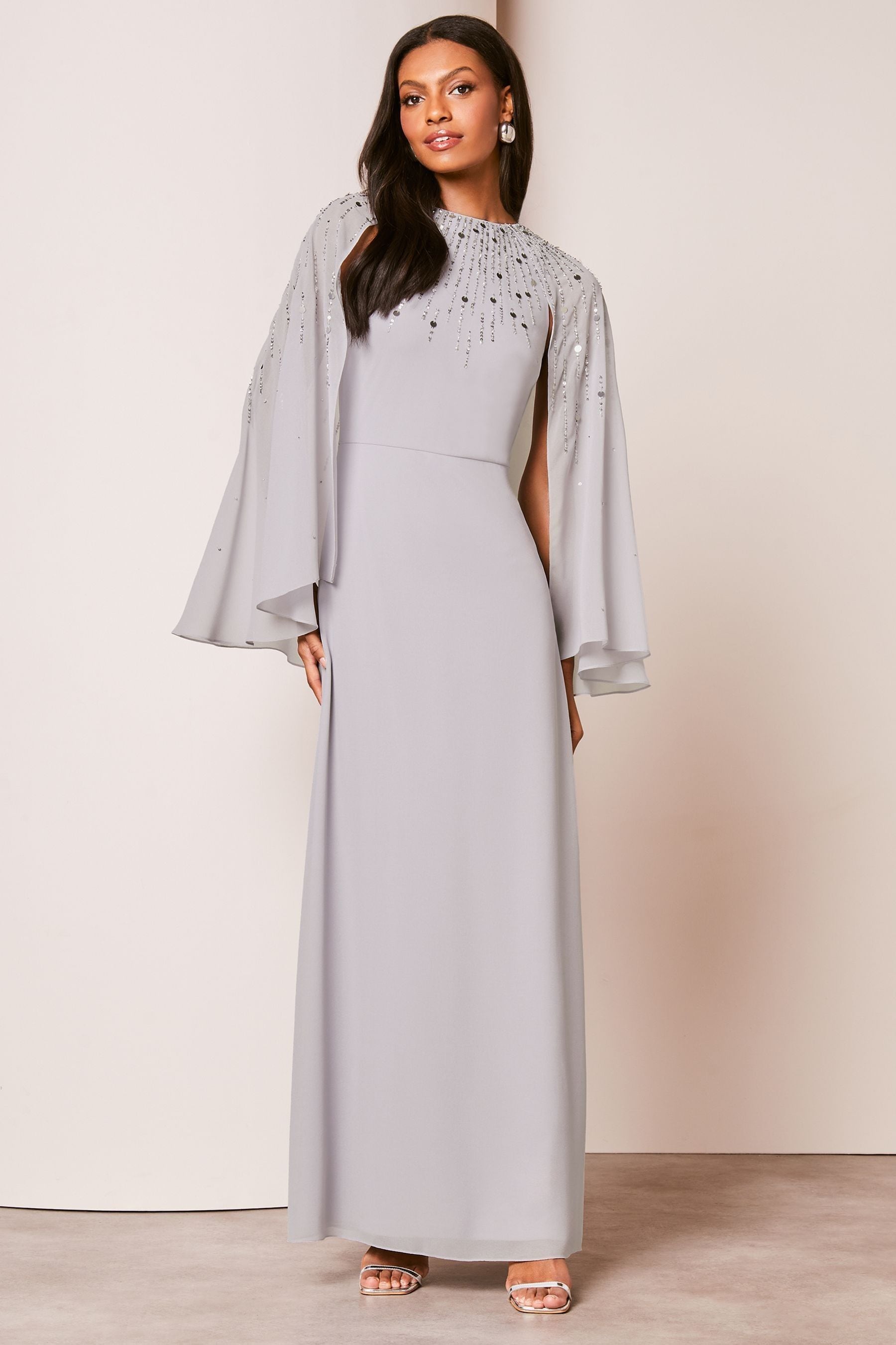 Silver cape dress on sale