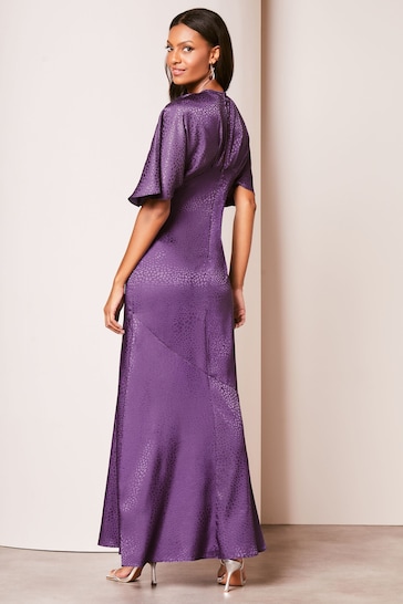 Lipsy Purple Kimono Sleeve High Neck Maxi Dress