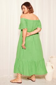 Curves Like These Green Linen Look Bardot Maxi Dress - Image 4 of 4