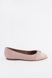 Pink Regular/Wide Fit Forever Comfort® Leather Square Toe Bow Ballerinas - Image 2 of 5