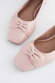 Pink Regular/Wide Fit Forever Comfort® Leather Square Toe Bow Ballerinas - Image 3 of 5