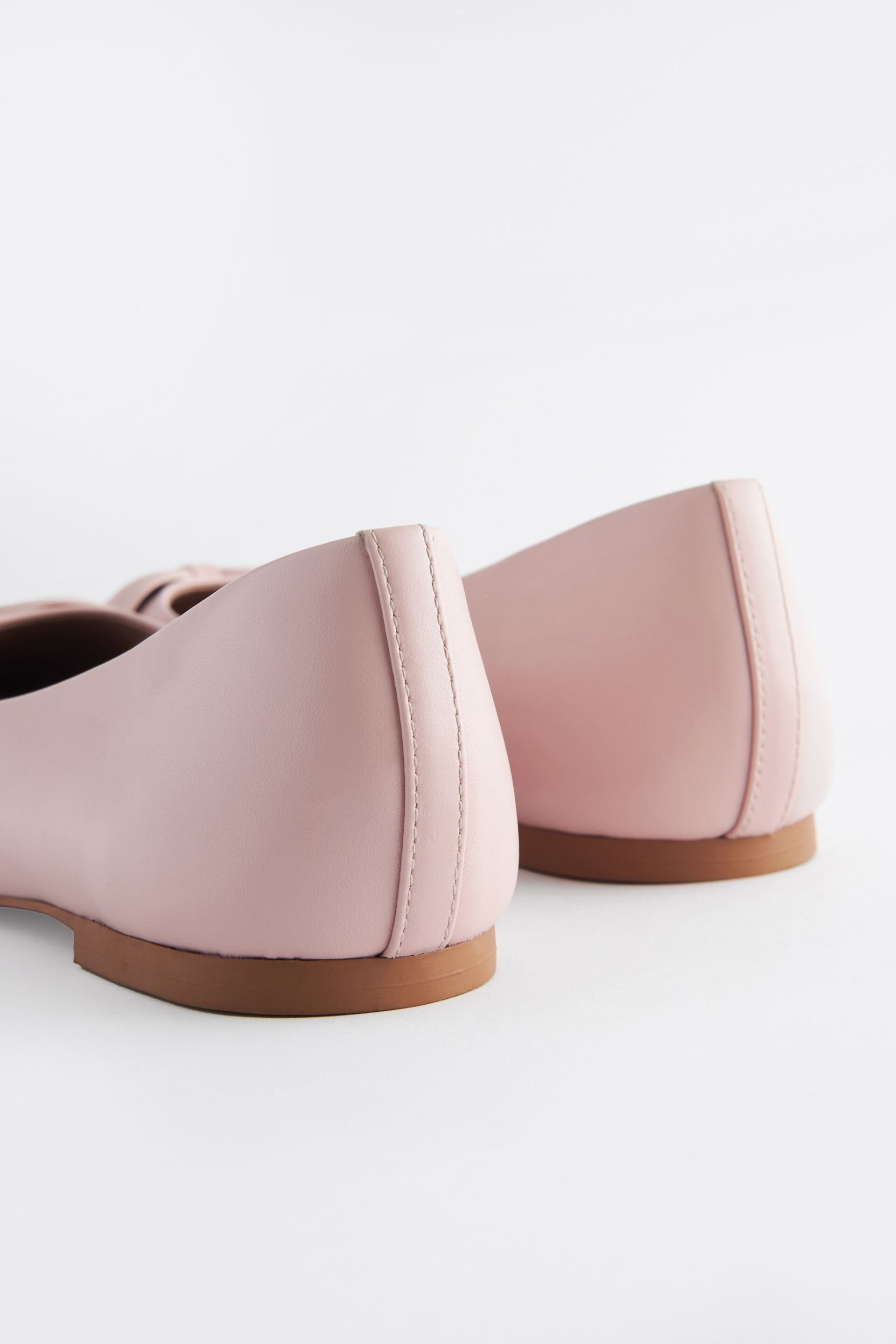Pink Regular/Wide Fit Forever Comfort® Leather Square Toe Bow Ballerinas - Image 4 of 5